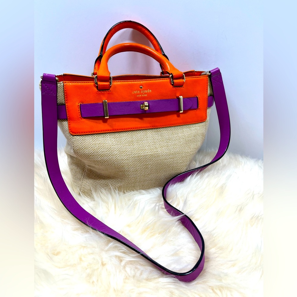 Kate Spade Multicolor Canvas and Leather Bourbon Street Tote Adjustable Strap